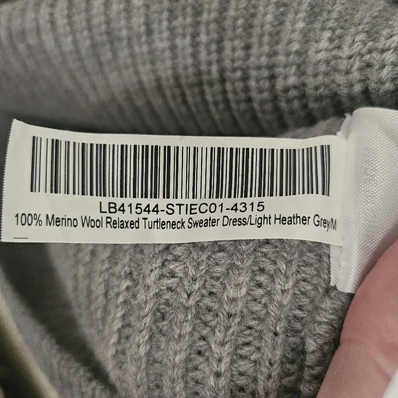 Quince Merino Wool Relaxed Turtleneck Sweater Dress Light Heather Gray, Size M - Picture 11 of 11